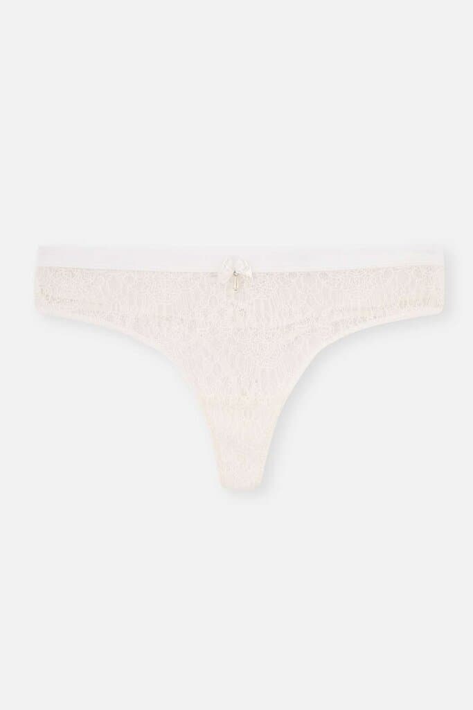 Dagi White Lace Detail Back Shaping Thong