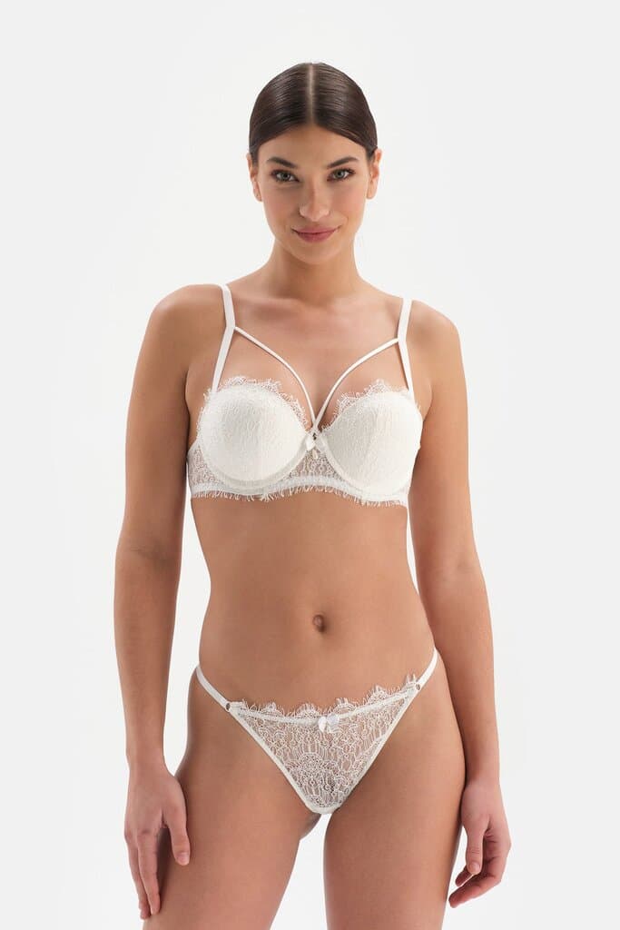 Dagi White Bride Tulle Detail String Bikini 4