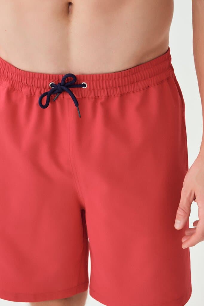Dagi Red Micro Mid-Length Plain Shorts 3