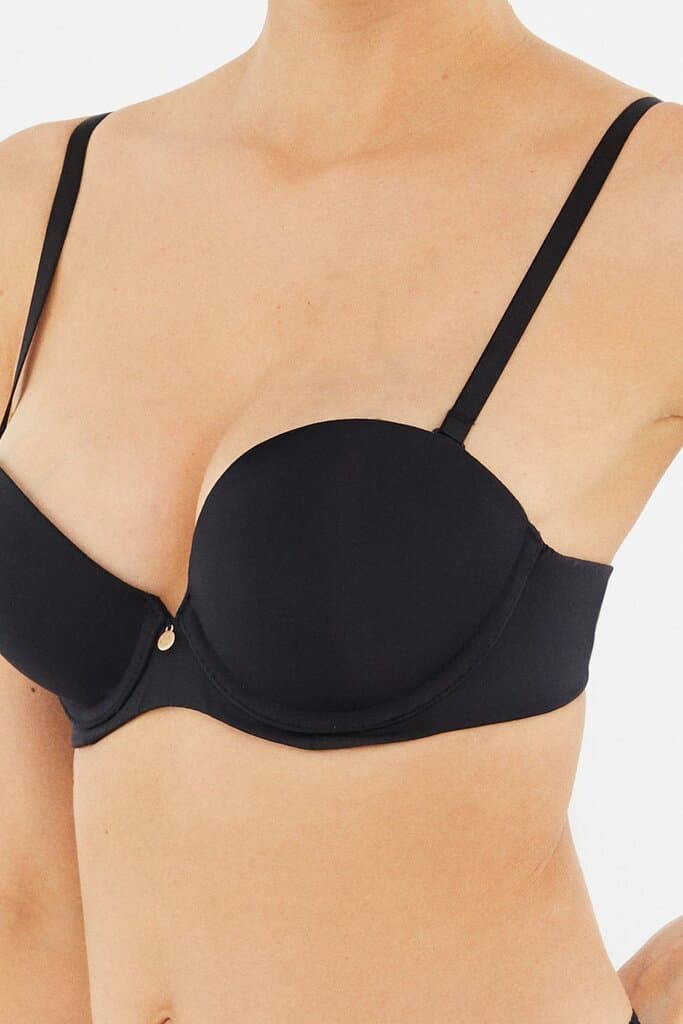 Dagi Black Strapless Plumeria Half-Padded Bra 4