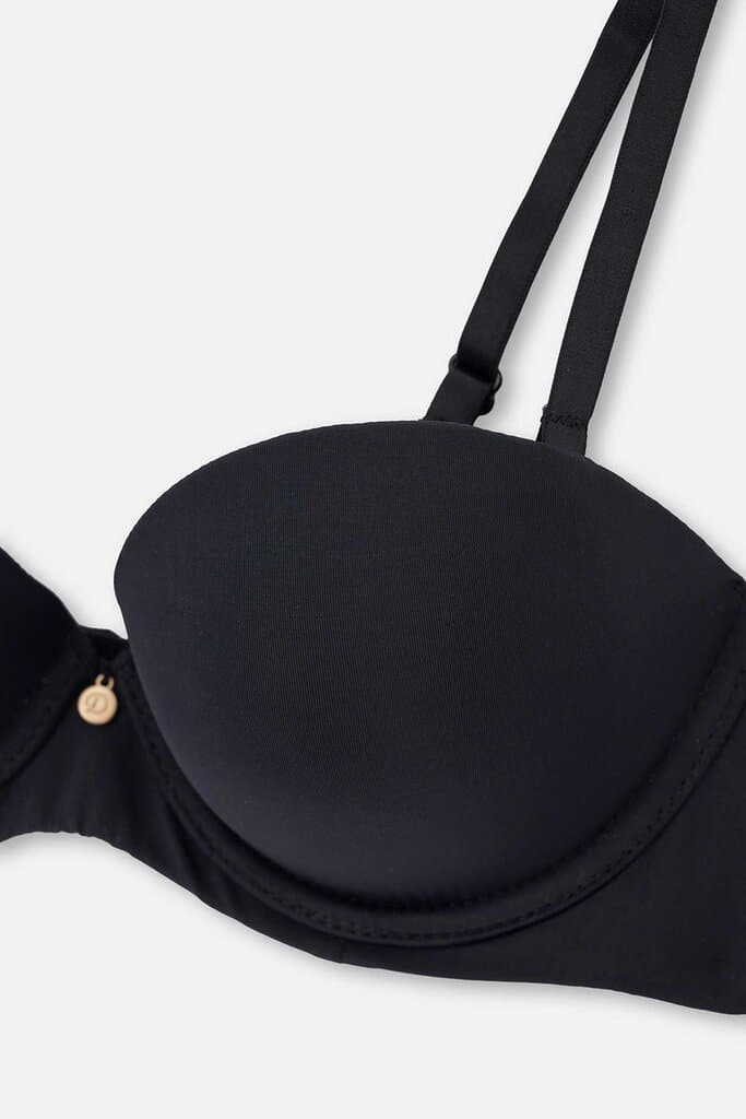 Dagi Black Strapless Plumeria Half-Padded Bra 8