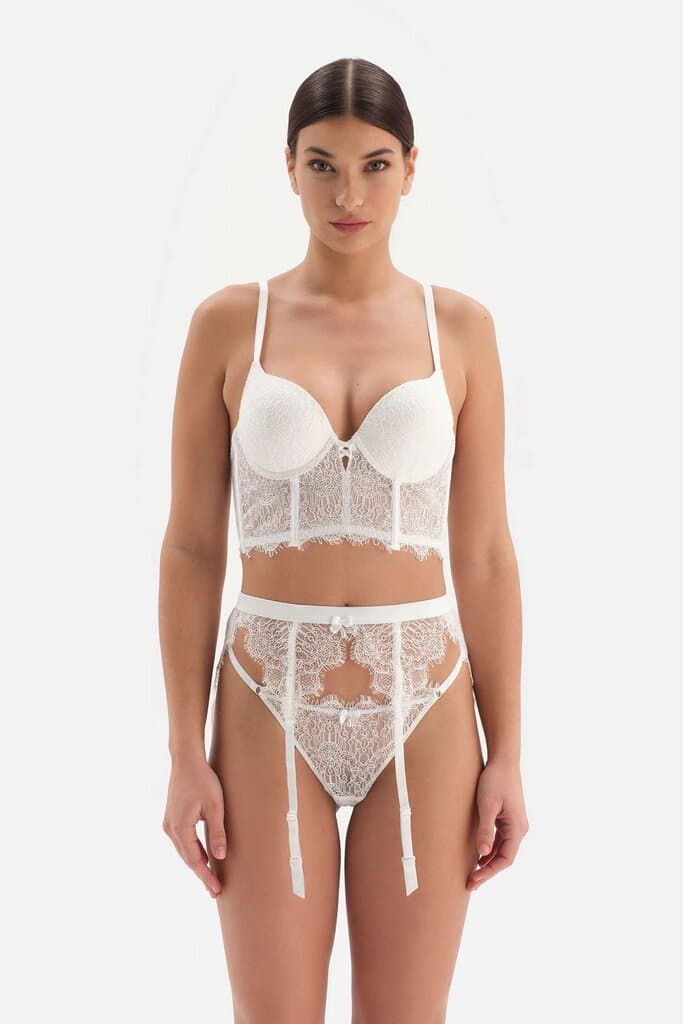 Dagi White Bride Garter with Lace Detail