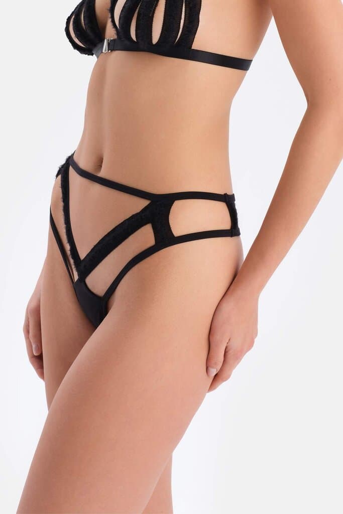 Dagi Black Tulle Detail Thong 4