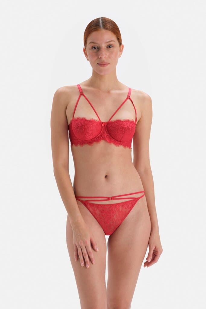 Dagi Red Lace-Detailed Thong 5