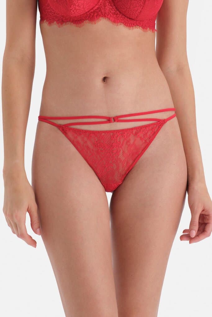 Dagi Red Lace-Detailed Thong 3