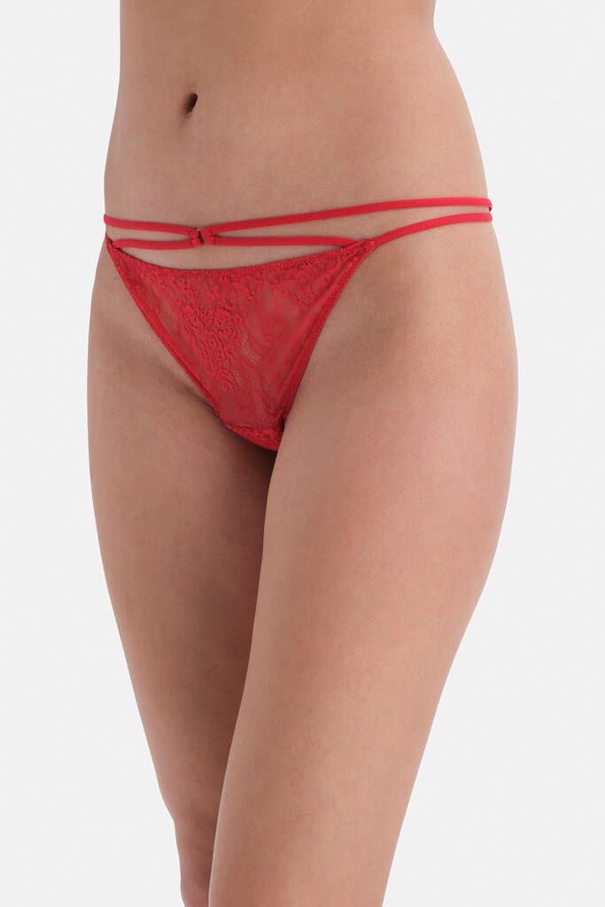 Dagi Red Lace-Detailed Thong 4