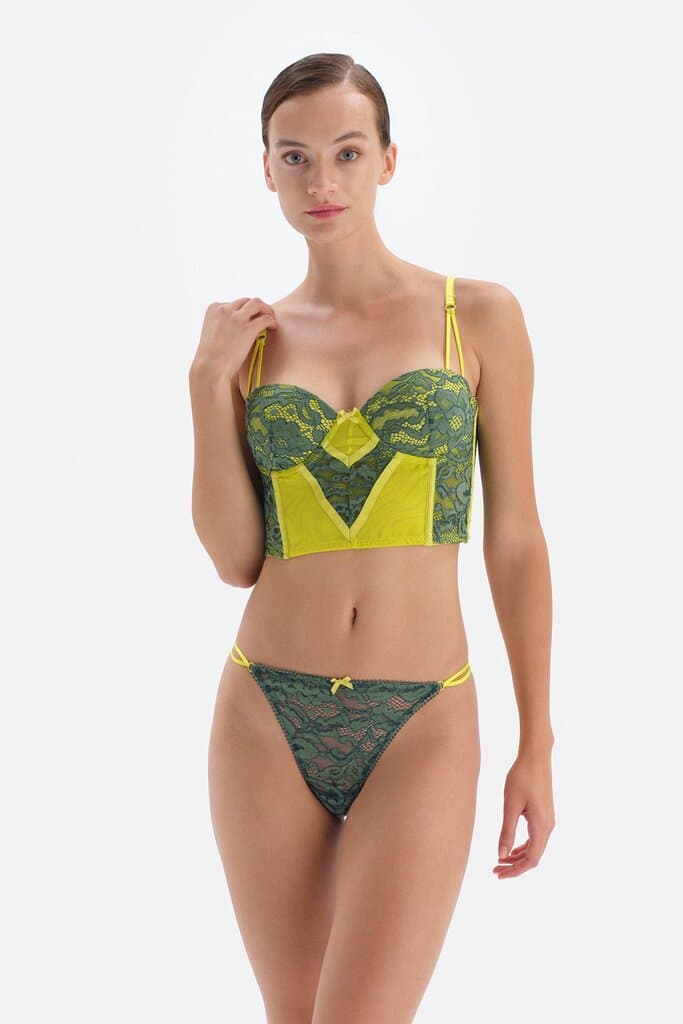 Dagi Green Lace Thong with String Details 5