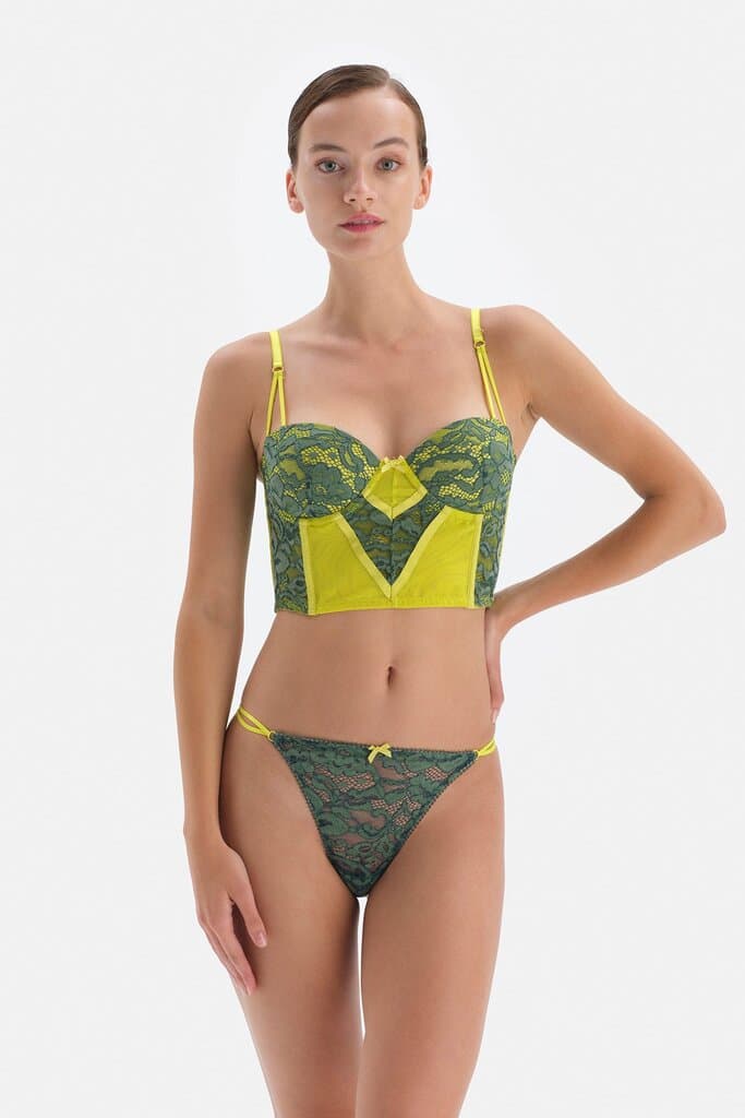 Dagi Green Lace Thong with String Details