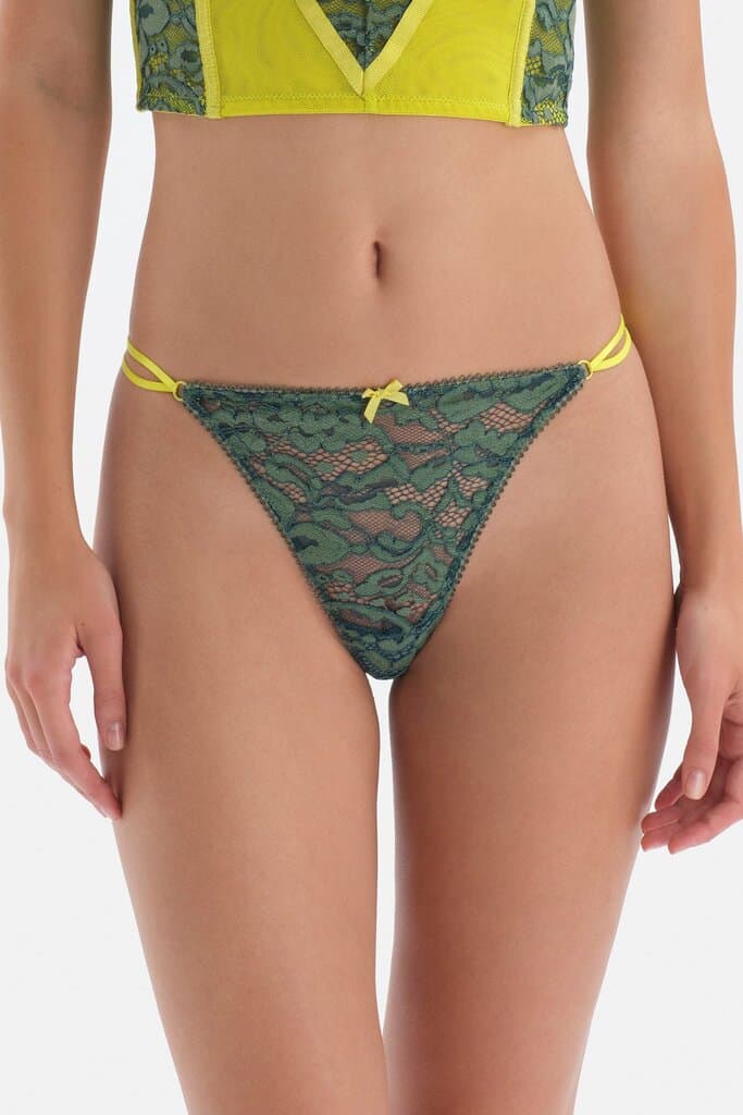 Dagi Green Lace Thong with String Details 4