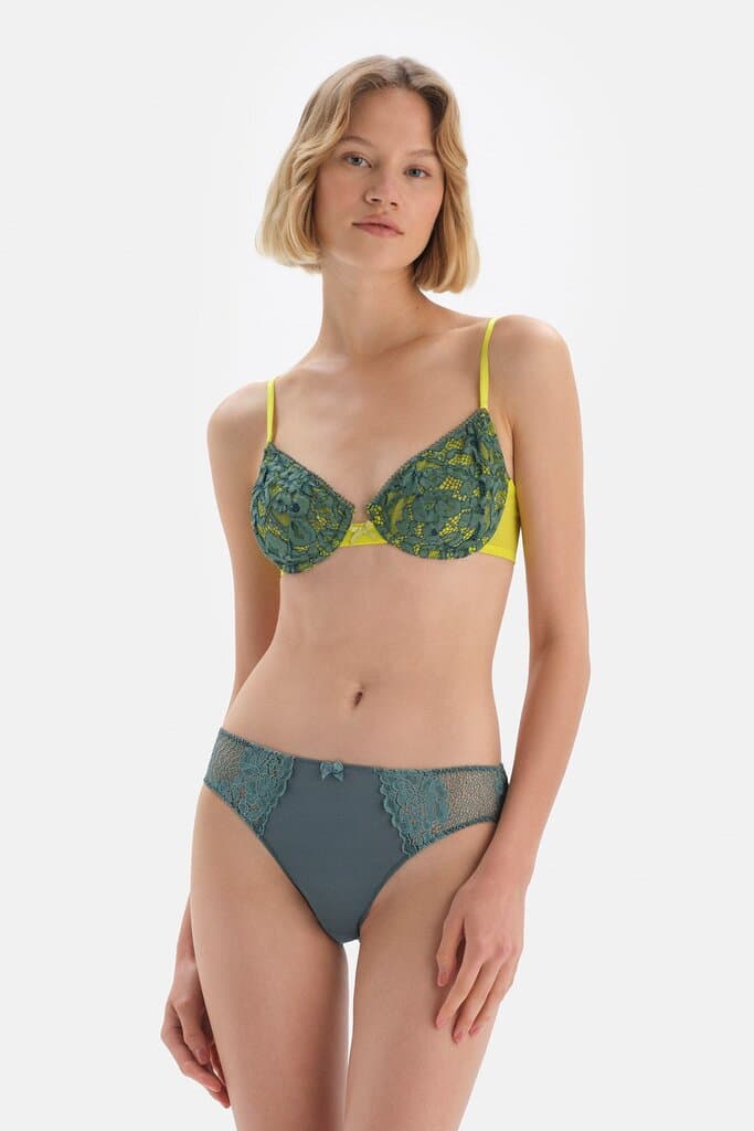 Dagi Micro Thong with Green Lace Detail 6