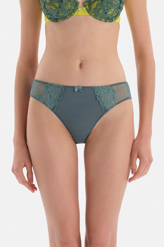 Dagi Micro Thong with Green Lace Detail
