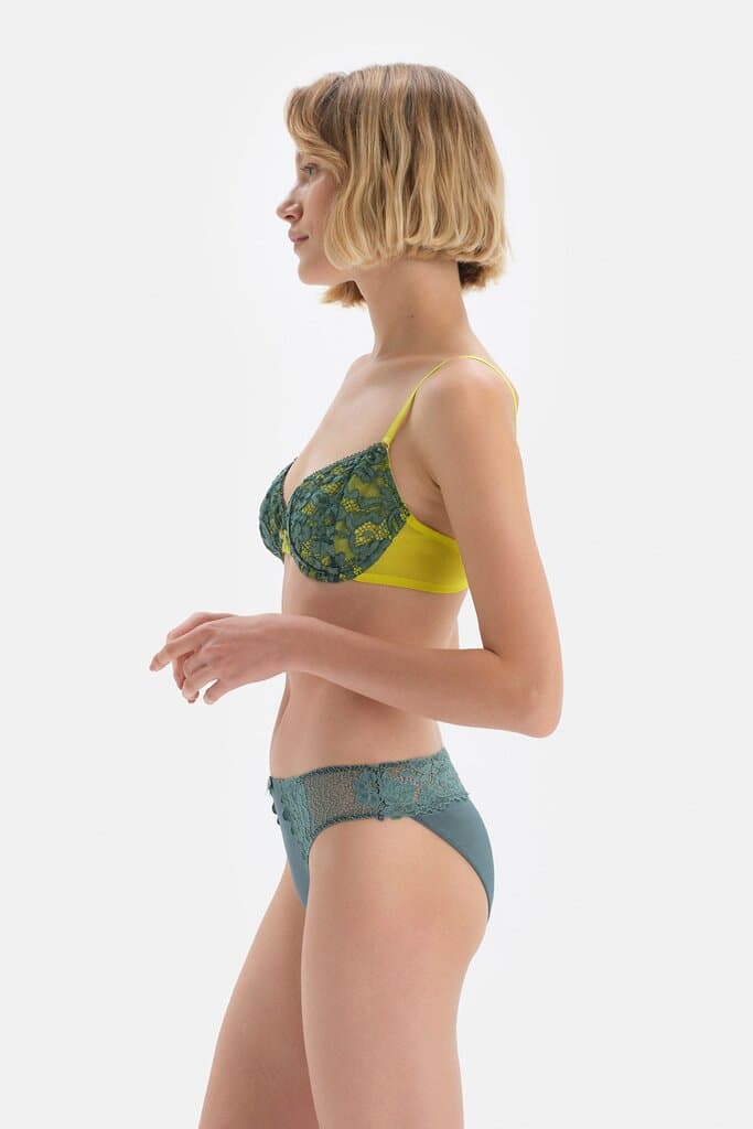 Dagi Micro Thong with Green Lace Detail 3