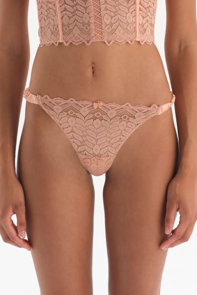 Dagi Salmon Satin Detailed Thong