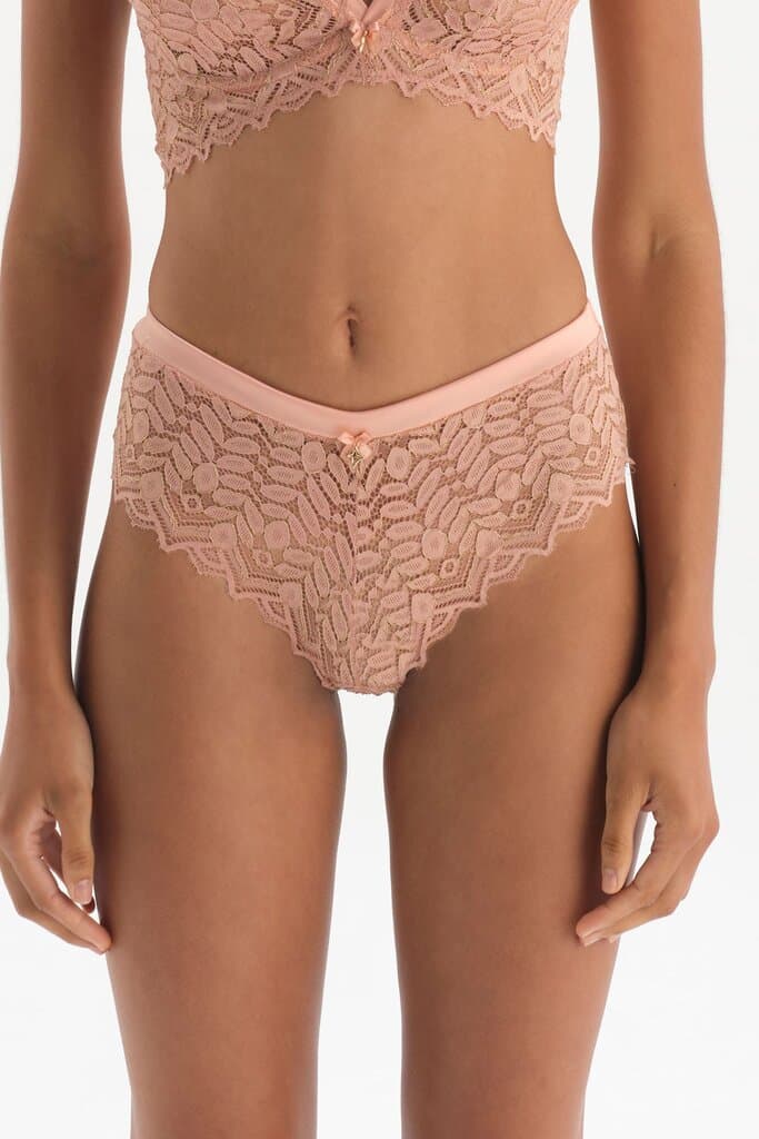 Dagi Salmon Satin Detailed Brazilian Briefs