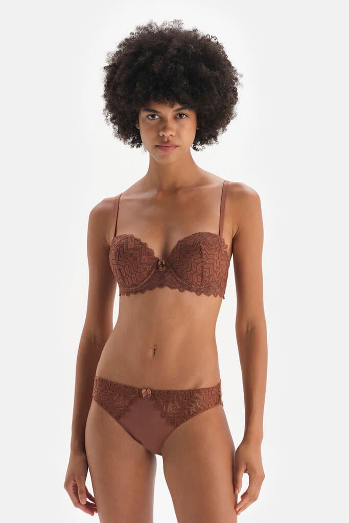 Dagi Brown Lace Detail Micro Thong 2
