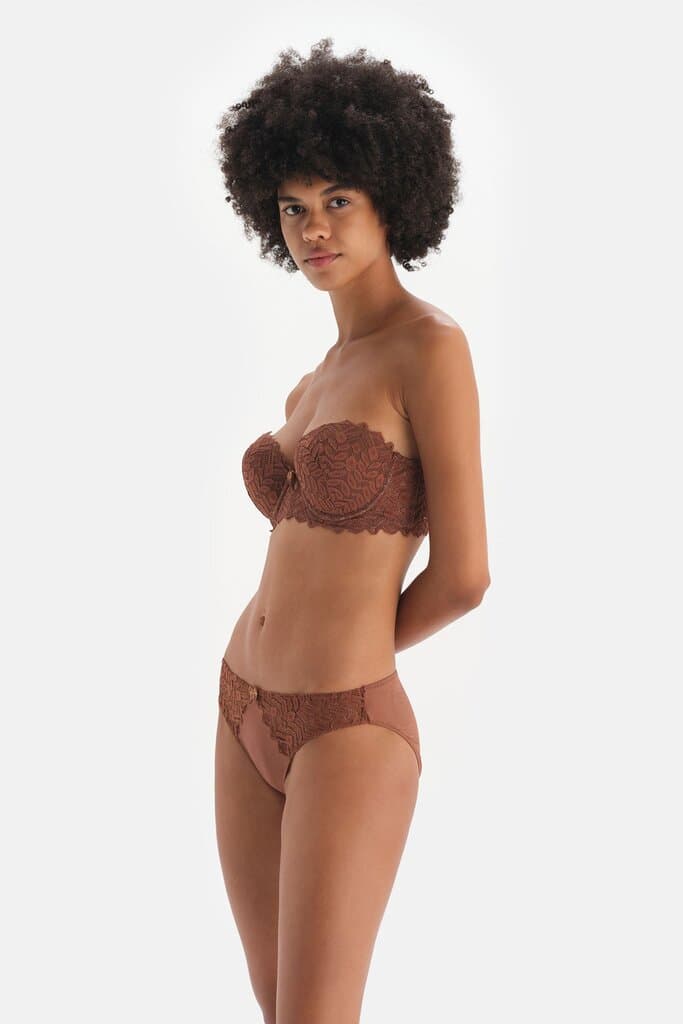 Dagi Brown Lace Detail Micro Thong 5