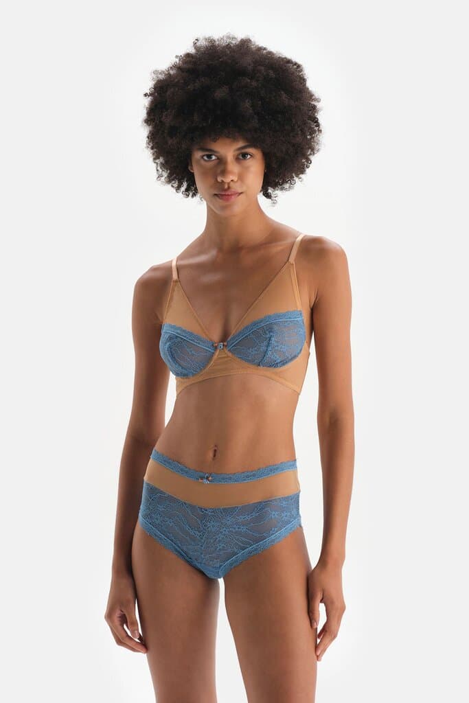 Dagi Blue Tulle Detailed Lace Hipster 2