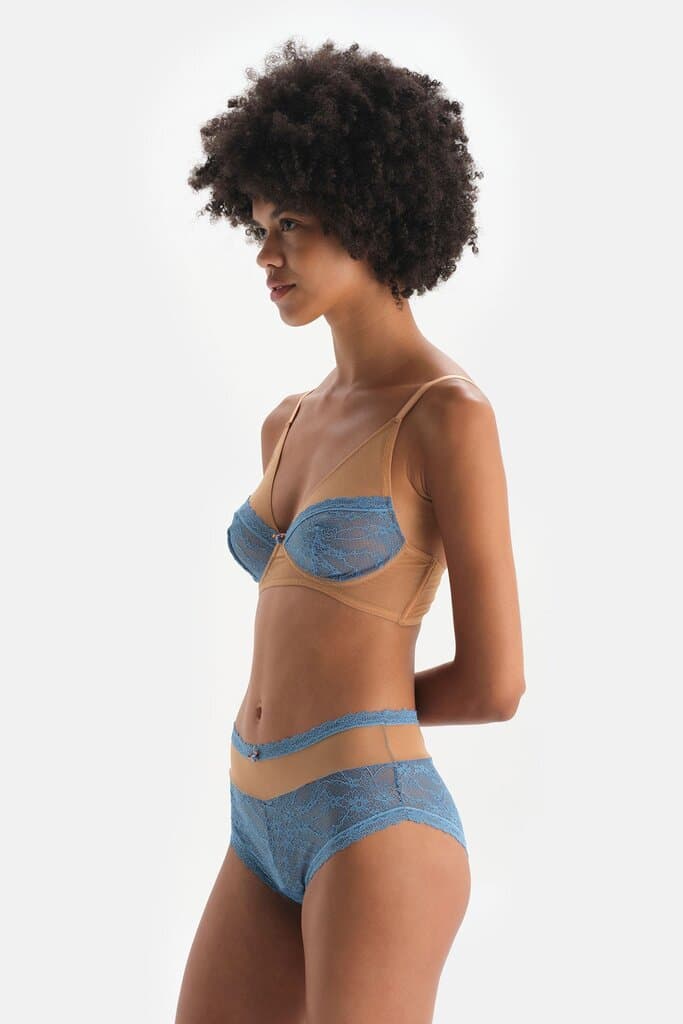 Dagi Blue Tulle Detailed Lace Hipster 5
