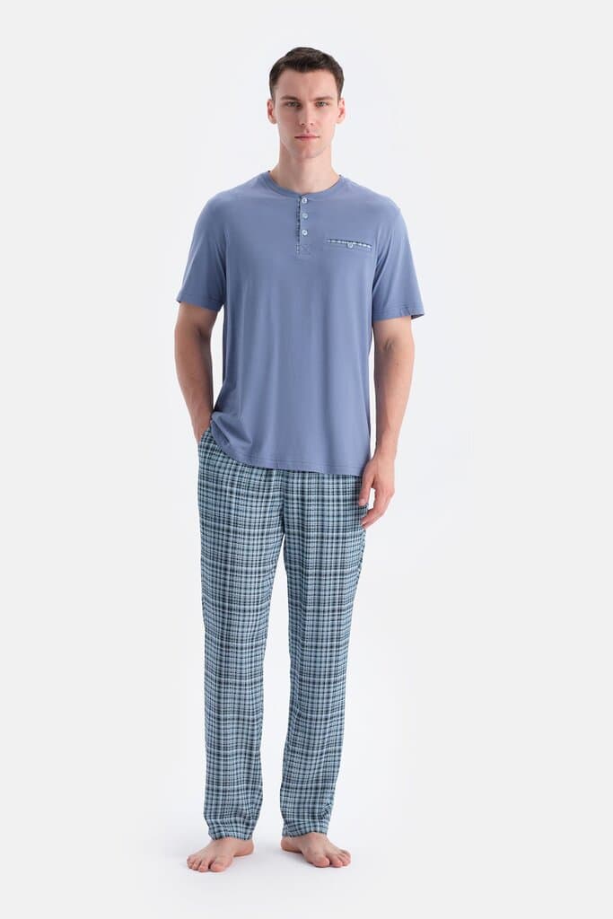 Dagi Blue Gingham Shirt and Shorts Set 4