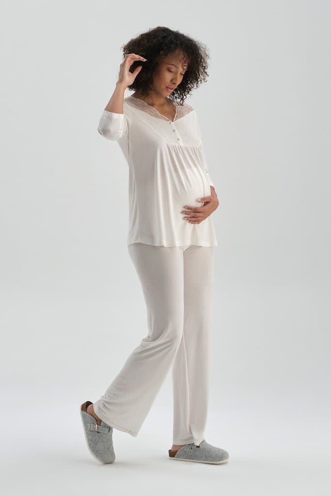 Dagi White Maternity Pajama Set 2