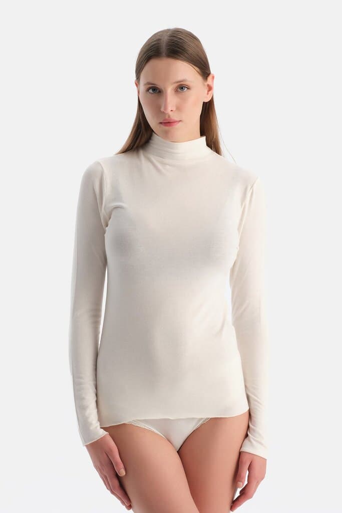Dagi Ecru Modal Cashmere Fisherman's Knit Long-Sleeve Top