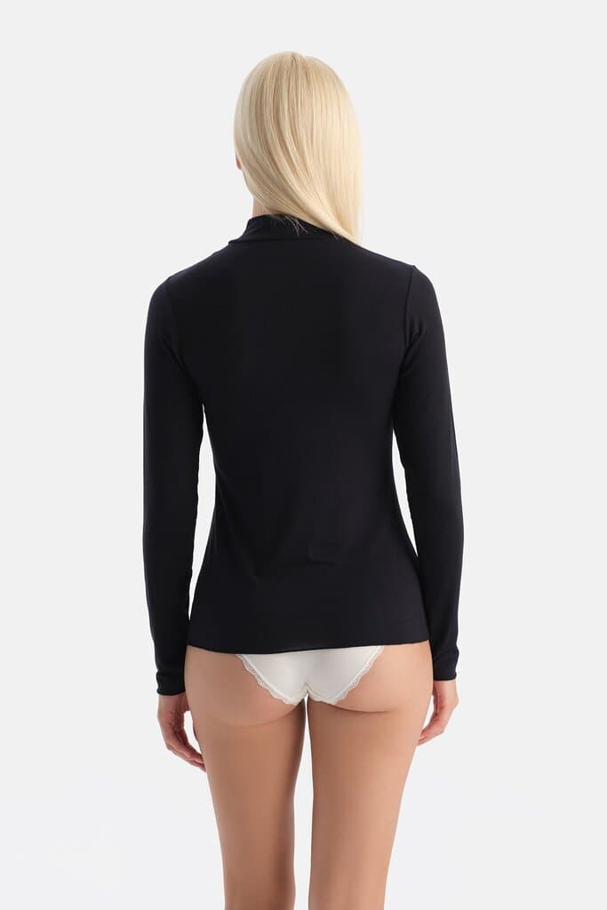 Dagi Black 5118Kc Modal Cashmere Fisherman's Knit Long-Sleeved Top 2