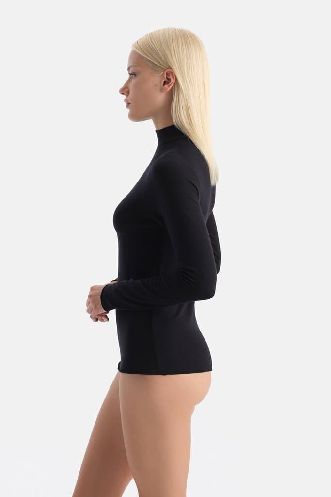 Dagi Black 5118Kc Modal Cashmere Fisherman's Knit Long-Sleeved Top 3