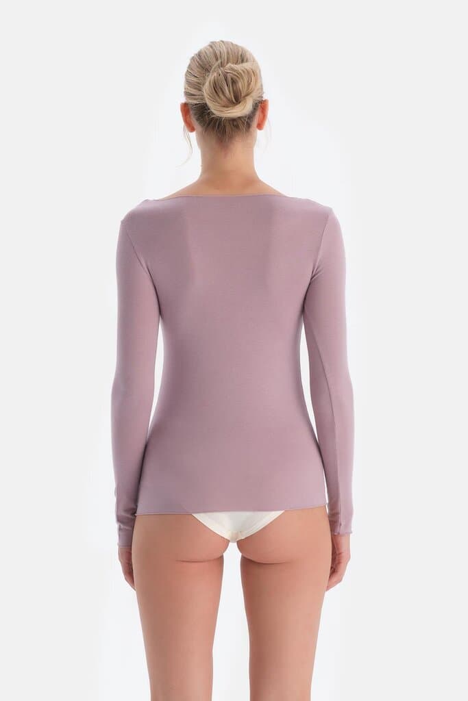 Dagi Rose Modal Cashmere Boat Neck Long Sleeve Top 2