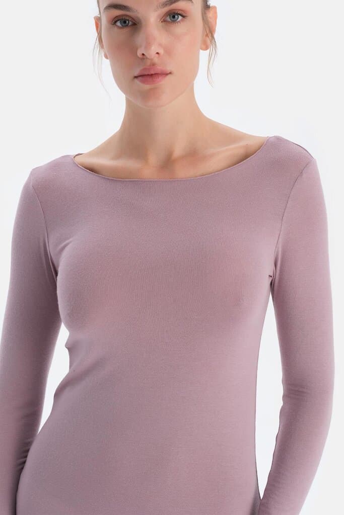 Dagi Rose Modal Cashmere Boat Neck Long Sleeve Top 5