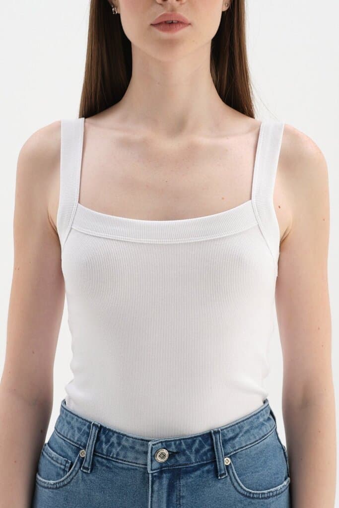 Dagi White Ribbed Tank Top 3