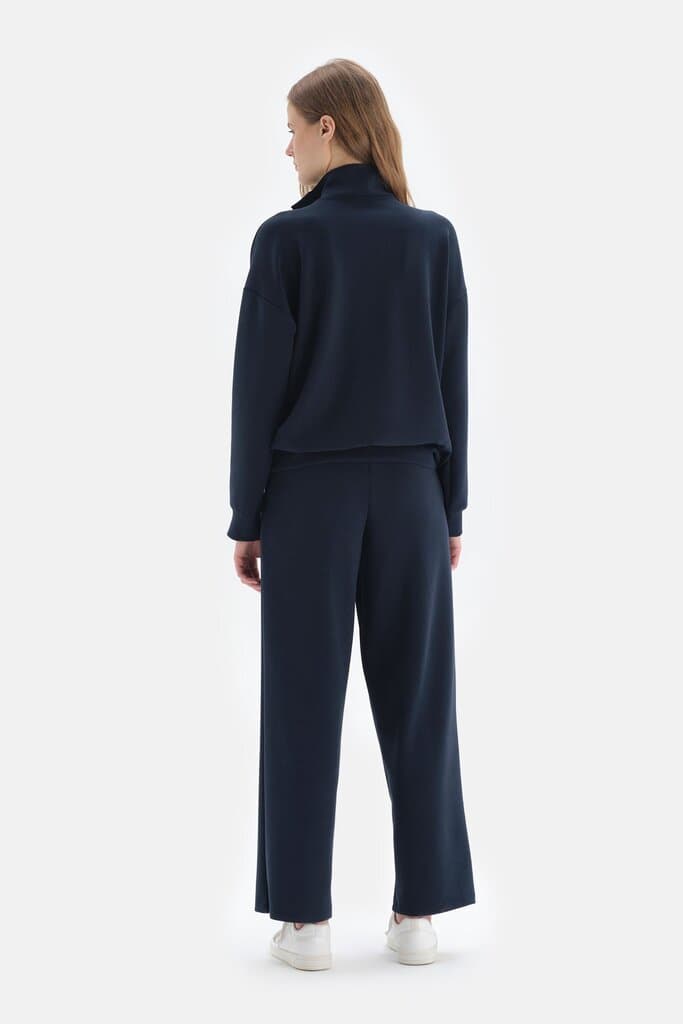 Dagi Navy Blue Ribbed Pants with Elastic Waistband 3