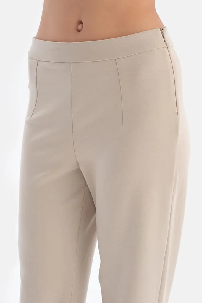 Dagi Dark Coffee Hidden Zipper Modal Pants 5