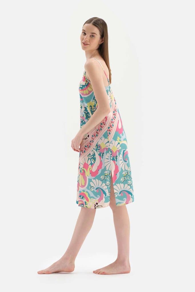 Dagi Multicolor Woven Nightshirt with Embroidered Trim 3