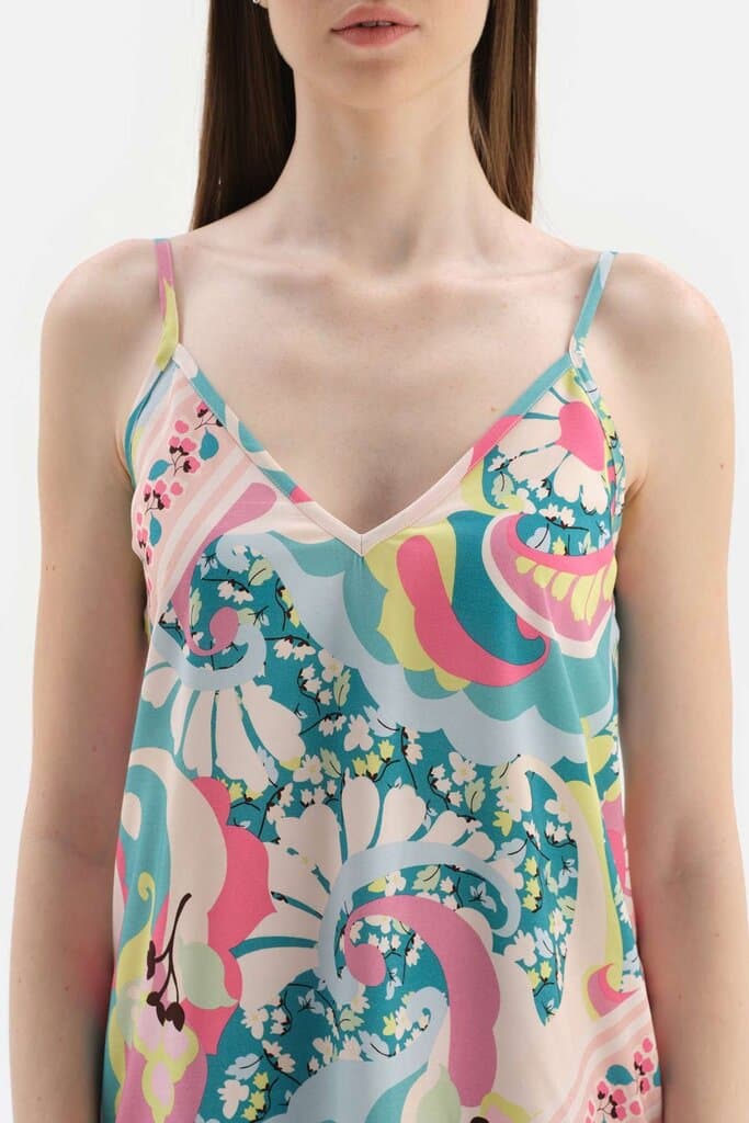 Dagi Multicolor Woven Nightshirt with Embroidered Trim 4