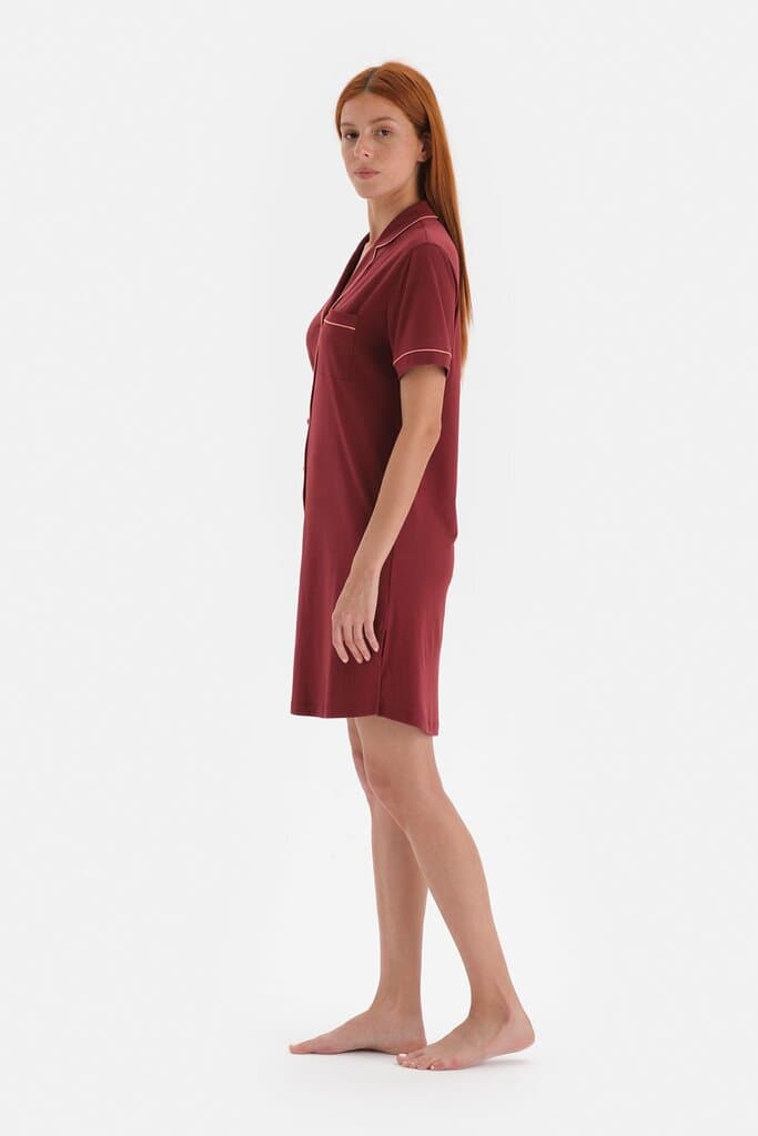 Dagi Brown Knit Modal Nightdress with Bias Detail 3
