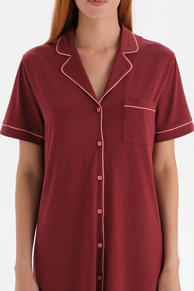 Dagi Brown Knit Modal Nightdress with Bias Detail 4