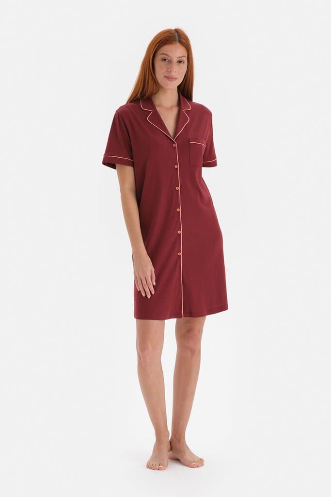 Dagi Brown Knit Modal Nightdress with Bias Detail 5