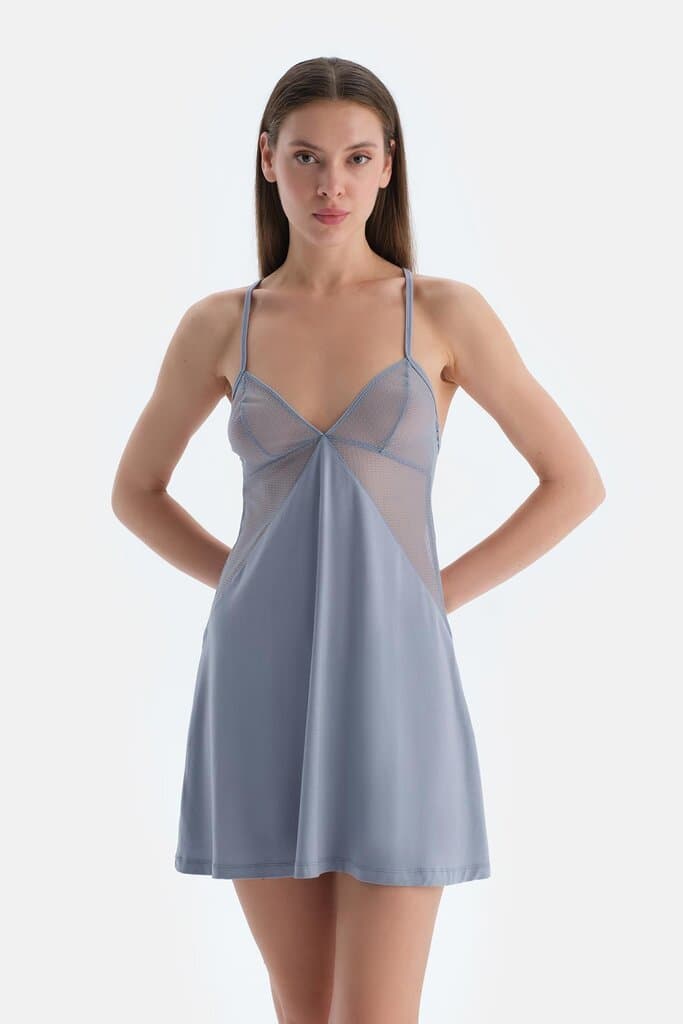 Dagi Ice Blue Lace Detail Nightdress