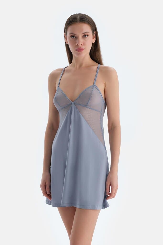 Dagi Ice Blue Lace Detail Nightdress 4