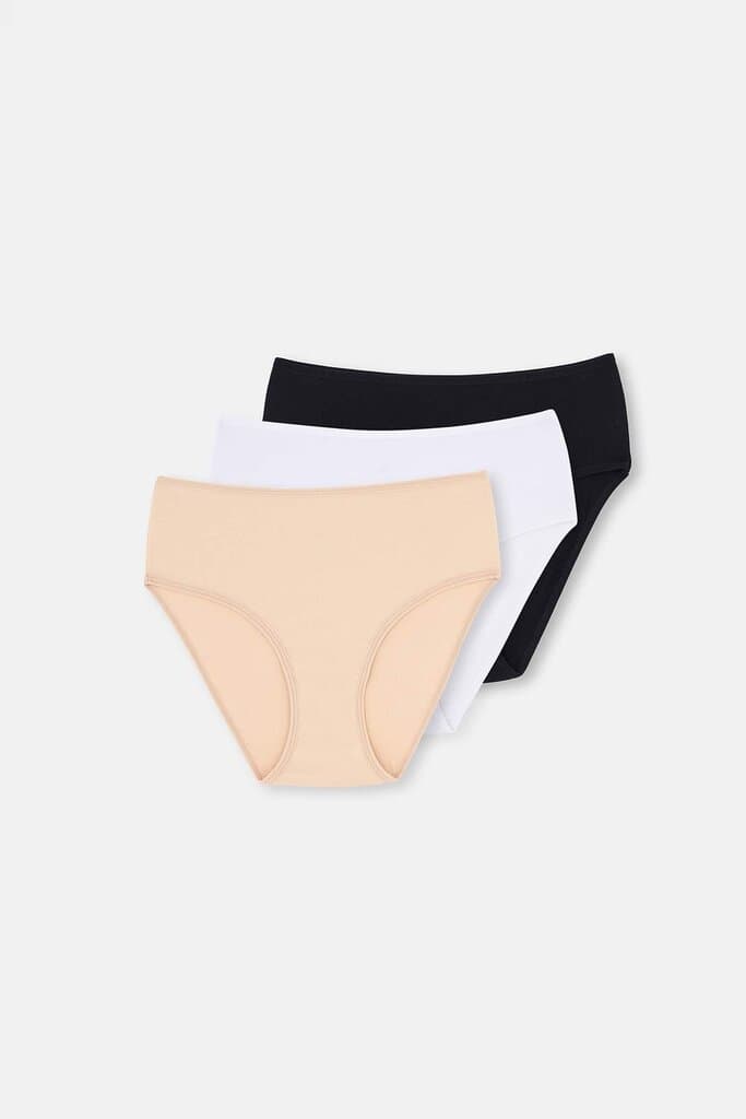 Dagi High-Waisted 3-Pack Slip Shorts in Black, White, and Nude