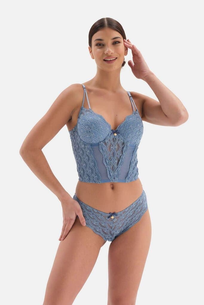 Dagi Blue Lace Detail Bustier 5