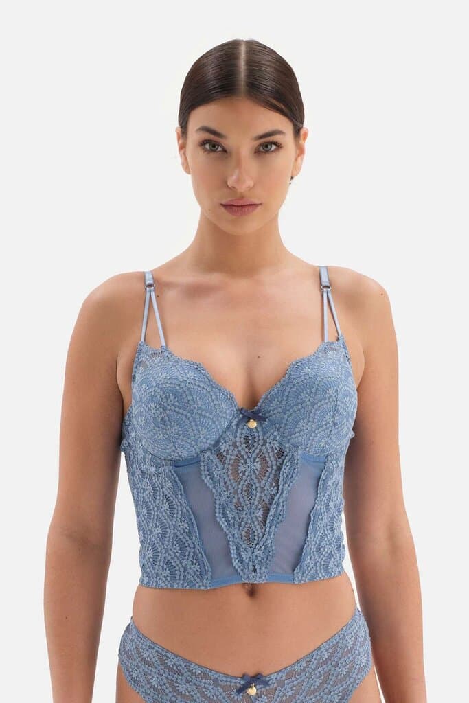 Dagi Blue Lace Detail Bustier