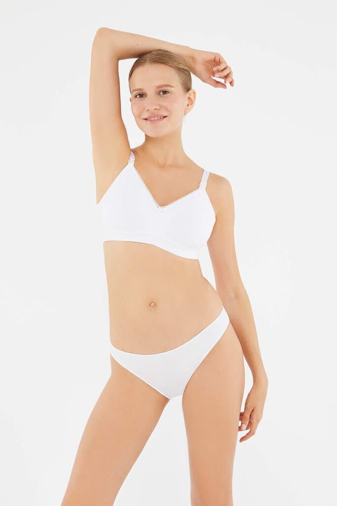 Dagi White Cotton Wireless Nursing Bra 2