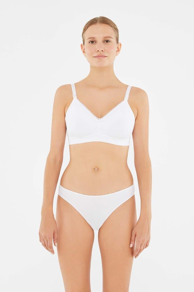 Dagi White Cotton Wireless Nursing Bra 5