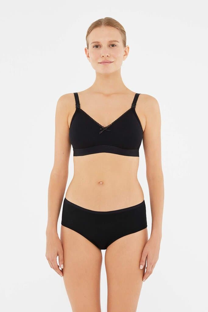 Dagi Black Cotton Wireless Nursing Bra 4