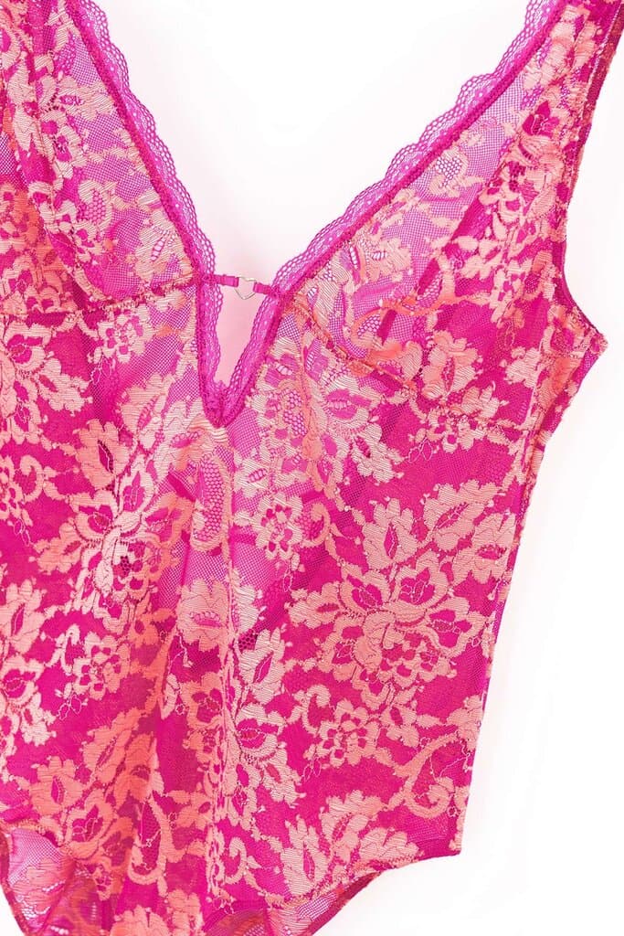 Dagi Lace Bodysuit with Pink Ribbon Detail 3