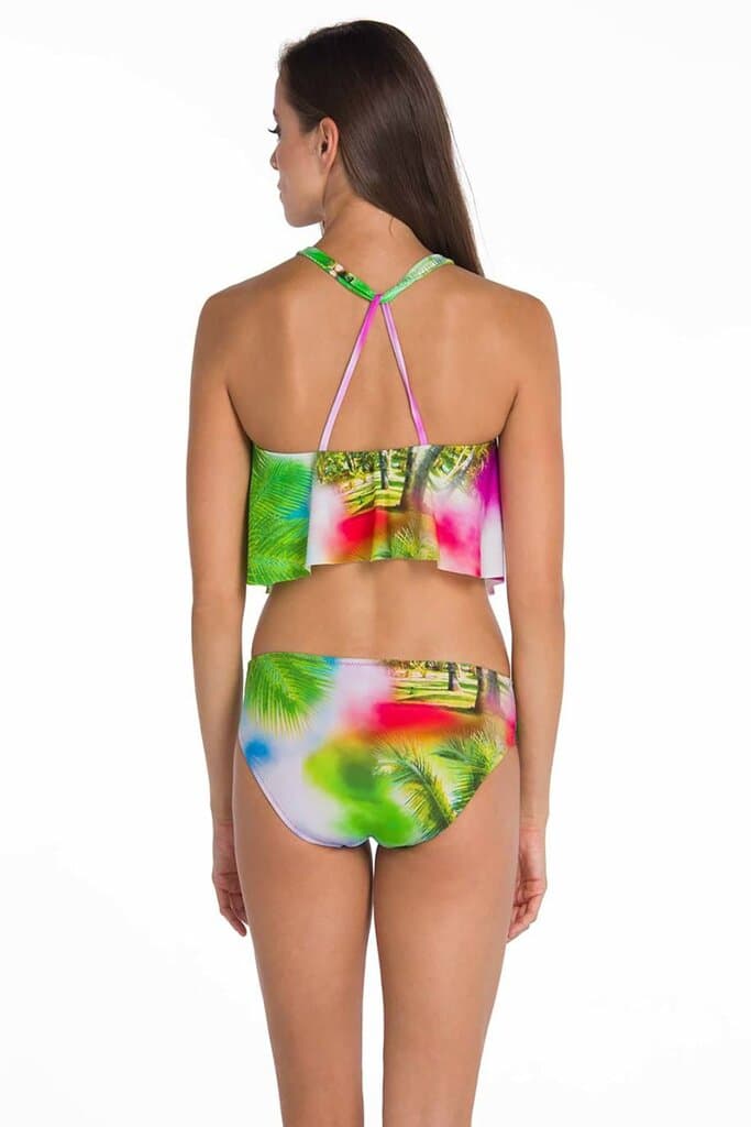 Dagi Fuchsia Cage Bustier Palm Print Bikini Set 2