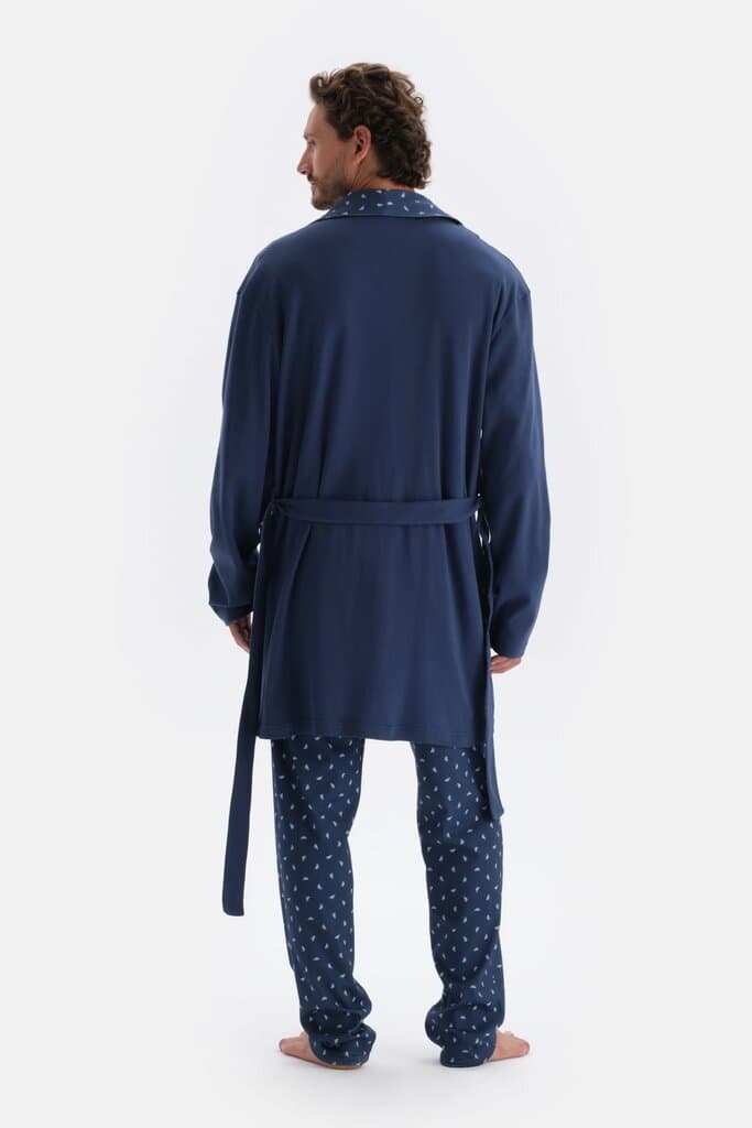 Dagi Indigo Shawl Collar Interlock Cotton Robe 2