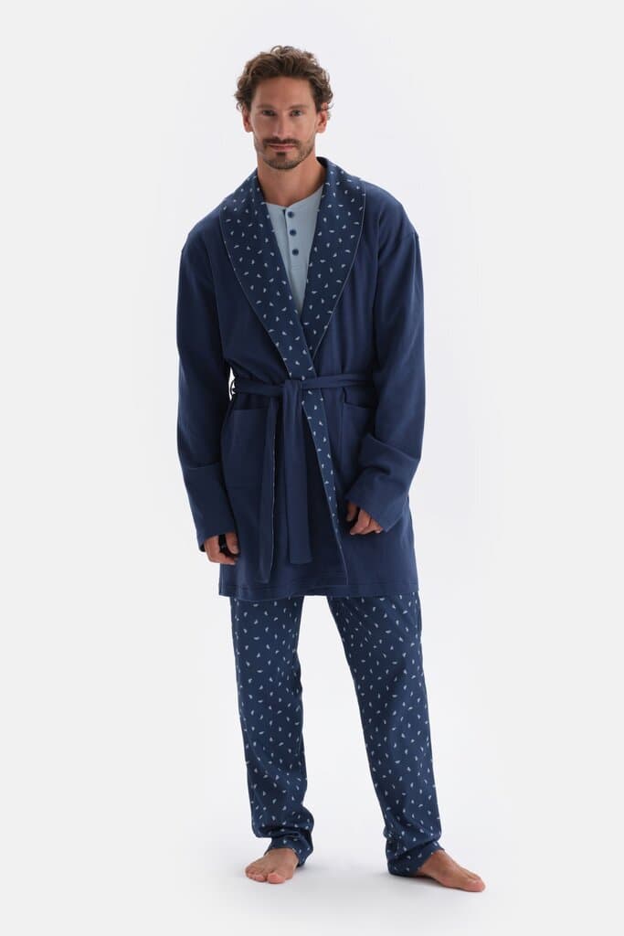 Dagi Indigo Shawl Collar Interlock Cotton Robe