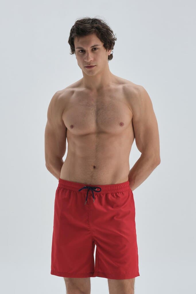 Dagi Red Micro Medium Plain Swim Shorts 2